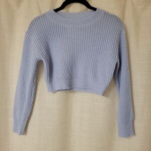 SHEIN Powder Blue Cropped Knit Sweater